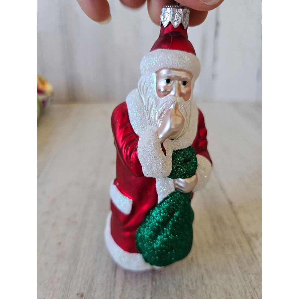 Patricia breen Santa shh RARE event‎ sack quiet glass ornament Xmas tree